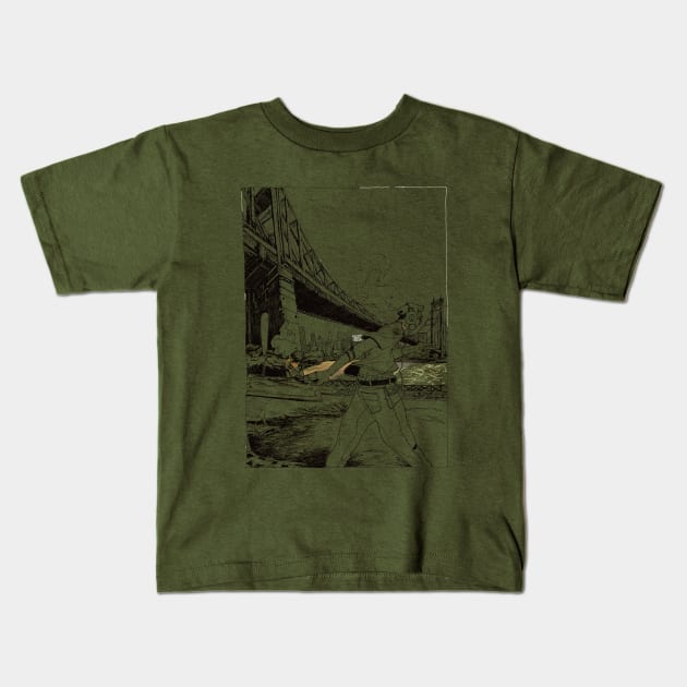 5 min in NY City - East River Bridge Kids T-Shirt by romain